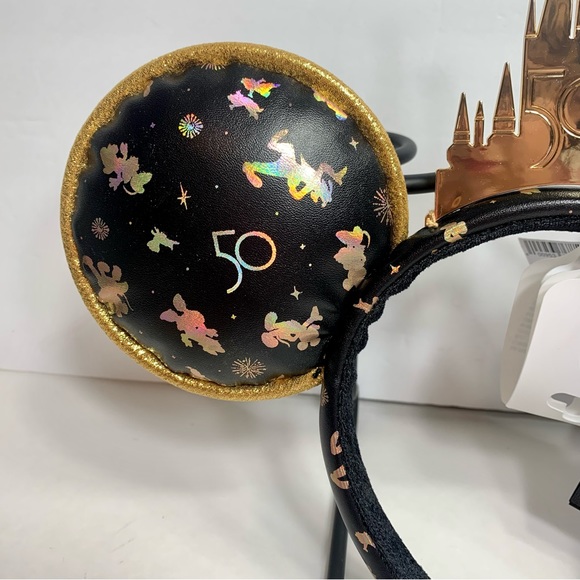 NWT. Disney 50th anniversary black and gold castle ears. Black with gold - Picture 2 of 9